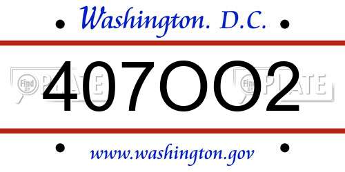 407OO2 District Of Columbia License Plate