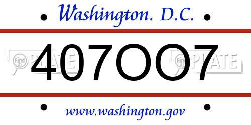 407OO7 District Of Columbia License Plate