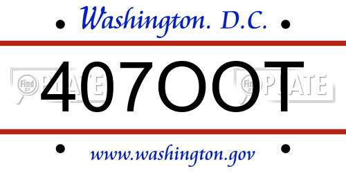 407OOT District Of Columbia License Plate