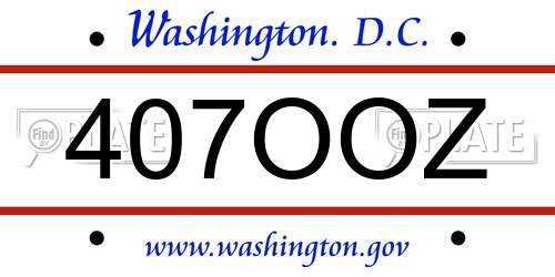 407OOZ District Of Columbia License Plate
