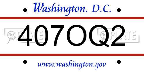 407OQ2 District Of Columbia License Plate