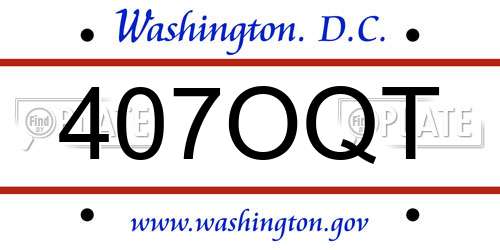 407OQT District Of Columbia License Plate