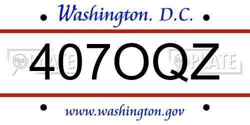 407OQZ District Of Columbia License Plate