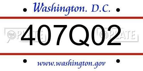 407Q02 District Of Columbia License Plate