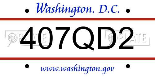 407QD2 District Of Columbia License Plate