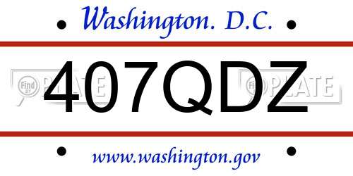 407QDZ District Of Columbia License Plate