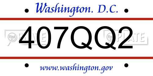 407QQ2 District Of Columbia License Plate