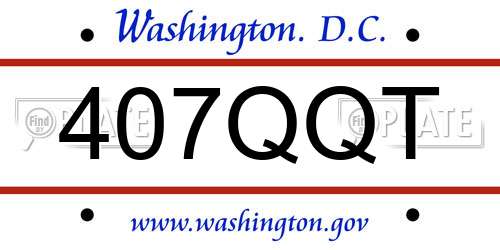 407QQT District Of Columbia License Plate