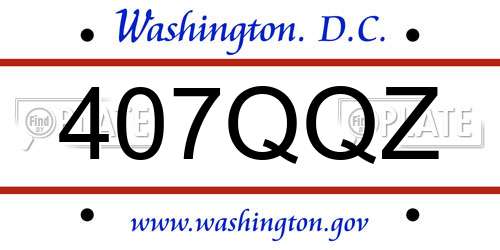 407QQZ District Of Columbia License Plate