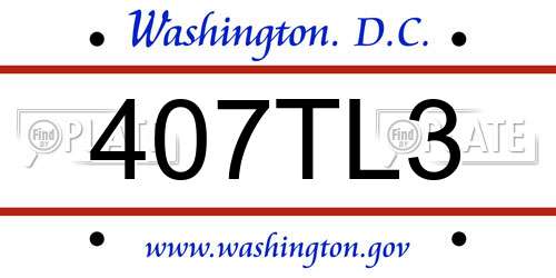 407TL3 District Of Columbia License Plate
