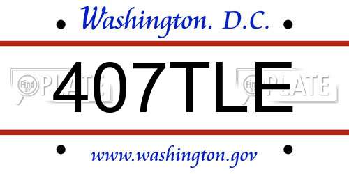 407TLE District Of Columbia License Plate