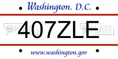 407ZLE District Of Columbia License Plate