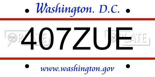 407ZUE District Of Columbia License Plate