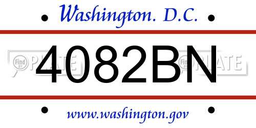 4082BN District Of Columbia License Plate