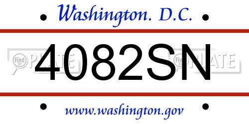 4082SN District Of Columbia License Plate