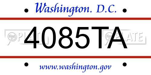 4085TA District Of Columbia License Plate