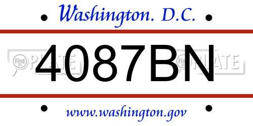 4087BN District Of Columbia License Plate