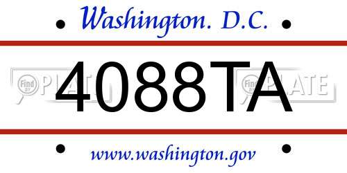 4088TA District Of Columbia License Plate