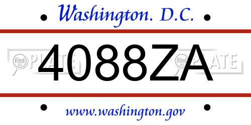 4088ZA District Of Columbia License Plate