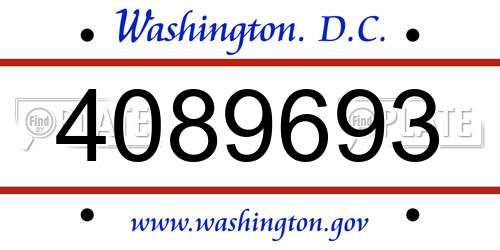 4089693 District Of Columbia License Plate