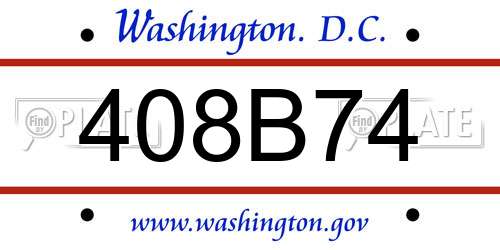 408B74 District Of Columbia License Plate