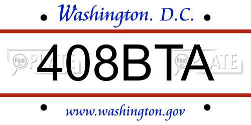 408BTA District Of Columbia License Plate