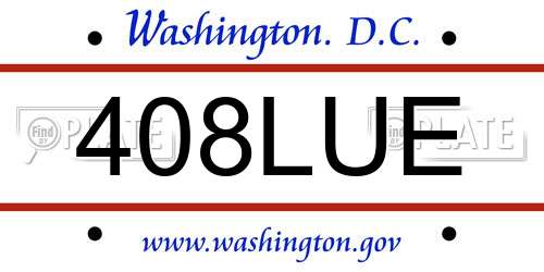 408LUE District Of Columbia License Plate