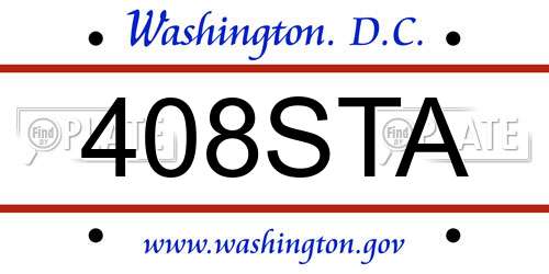 408STA District Of Columbia License Plate