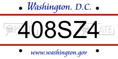 408SZ4 District Of Columbia License Plate