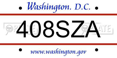 408SZA District Of Columbia License Plate