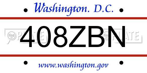 408ZBN District Of Columbia License Plate