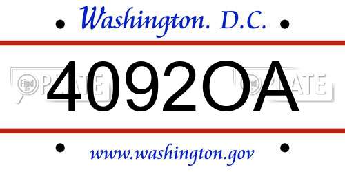 4092OA District Of Columbia License Plate
