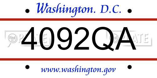 4092QA District Of Columbia License Plate