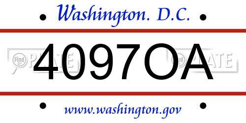 4097OA District Of Columbia License Plate