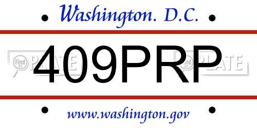 409PRP District Of Columbia License Plate