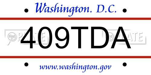 409TDA District Of Columbia License Plate