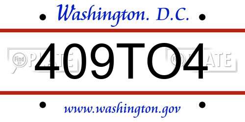 409TO4 District Of Columbia License Plate