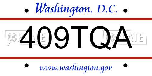 409TQA District Of Columbia License Plate