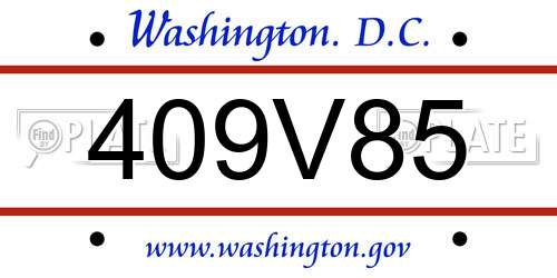 409V85 District Of Columbia License Plate