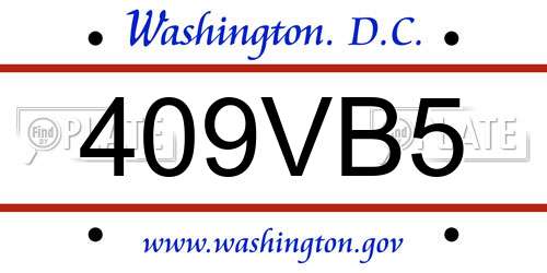 409VB5 District Of Columbia License Plate