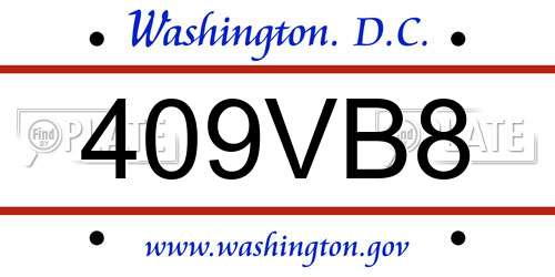 409VB8 District Of Columbia License Plate