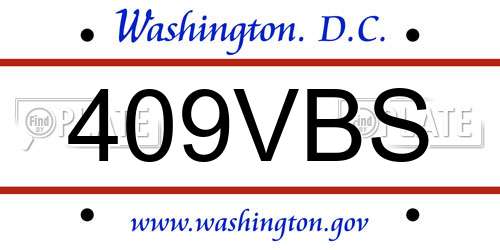 409VBS District Of Columbia License Plate