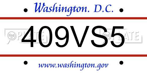 409VS5 District Of Columbia License Plate