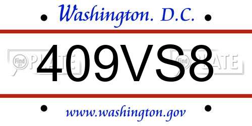 409VS8 District Of Columbia License Plate