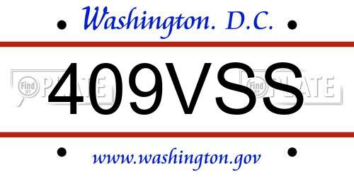 409VSS District Of Columbia License Plate