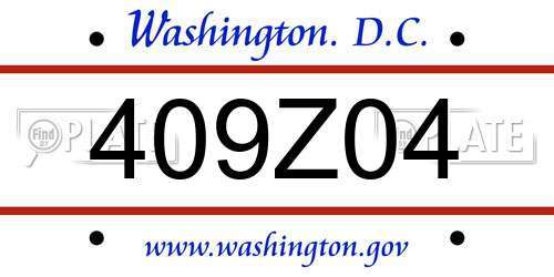 409Z04 District Of Columbia License Plate