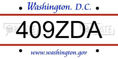 409ZDA District Of Columbia License Plate