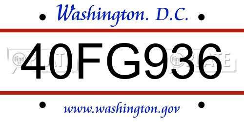 40FG936 District Of Columbia License Plate