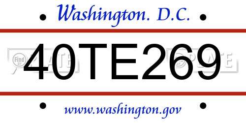 40TE269 District Of Columbia License Plate
