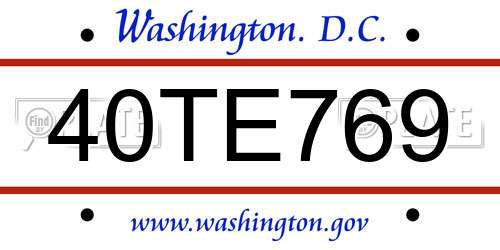 40TE769 District Of Columbia License Plate